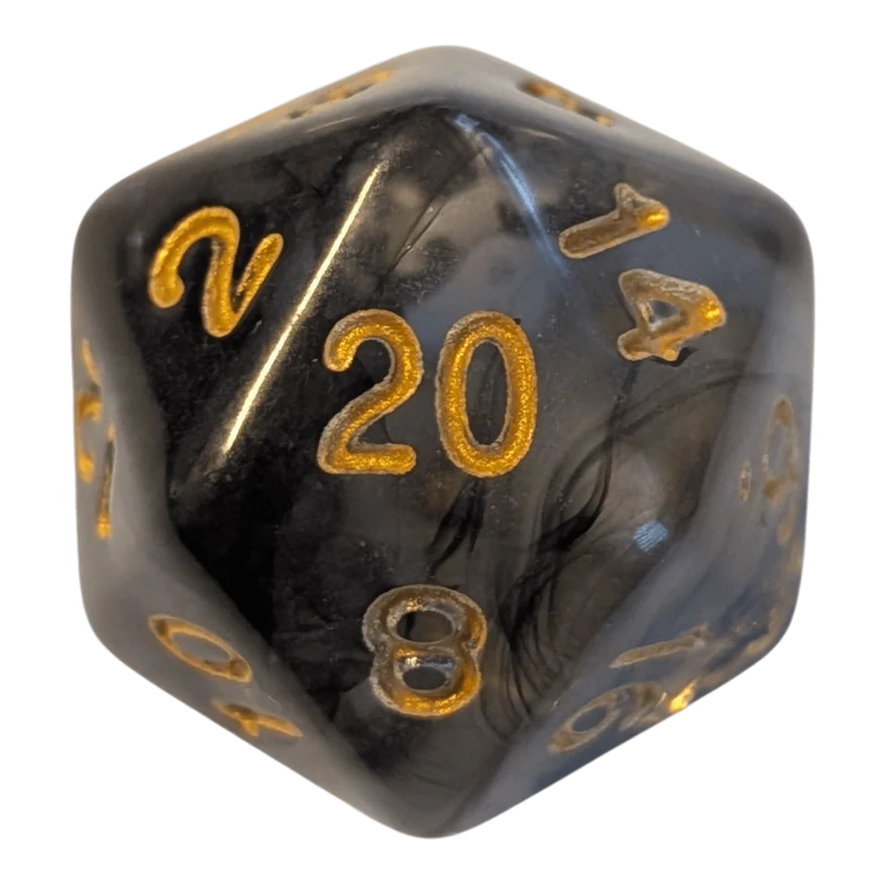 Nebula Dark Cloud Dice Set - Transparentes 7er Set Schwarz/Gold