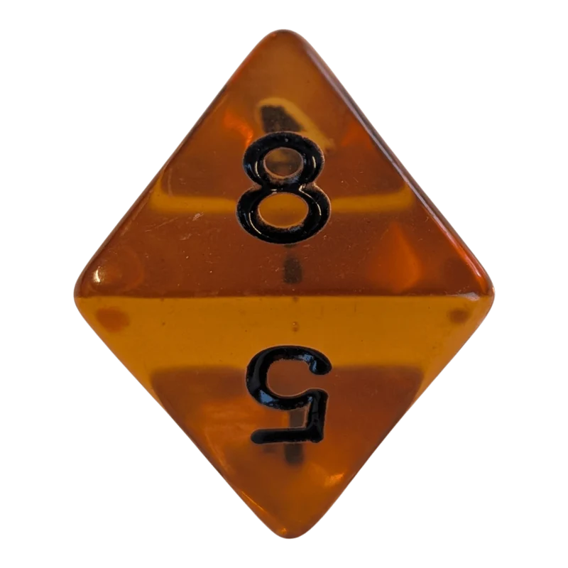 Translucent Honey/Black – Honigfarbenes Würfelset mit schwarzen Zahlen (7er Set)