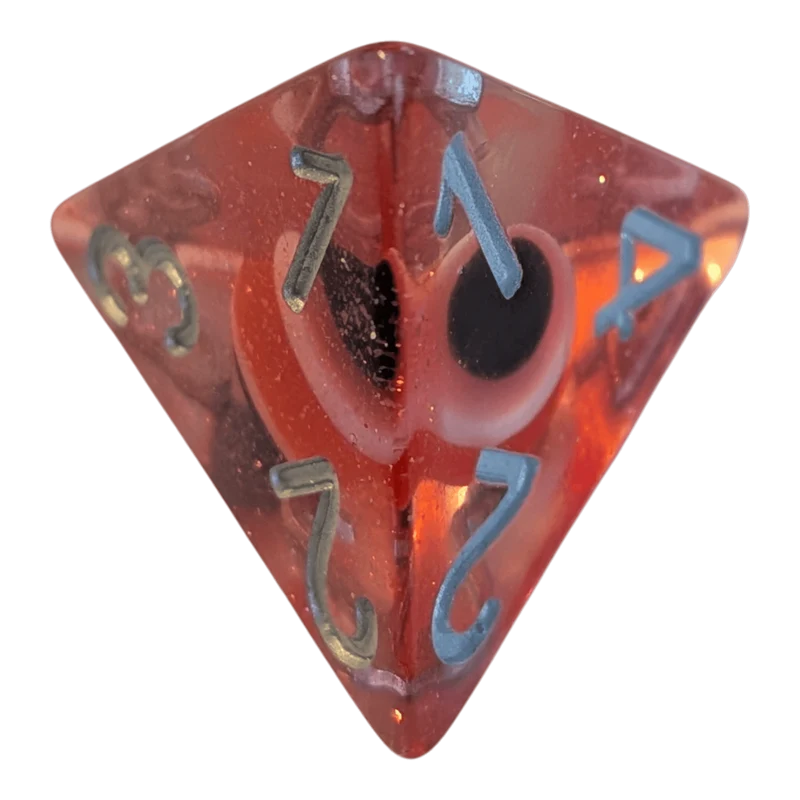 Glitzer Augapfel Würfelset – Rot/Transparent (7er Set)