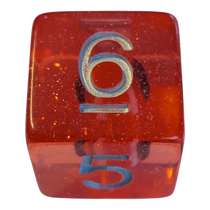 Glitzer Augapfel Würfelset – Rot/Transparent (7er Set)