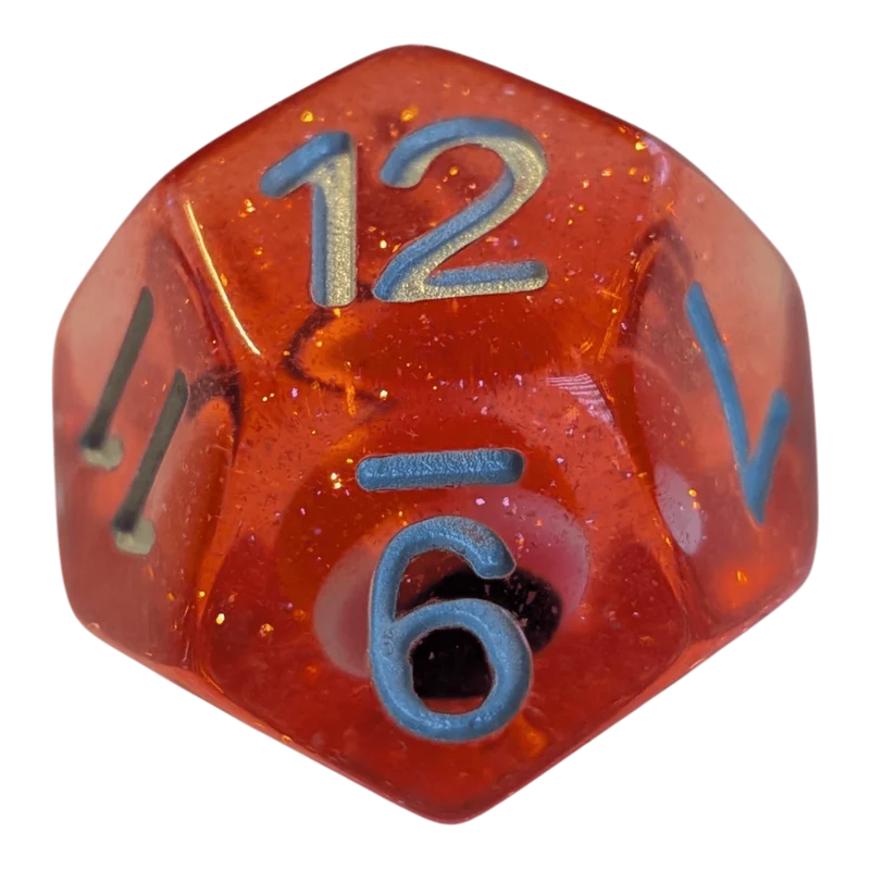 Glitzer Augapfel Würfelset – Rot/Transparent (7er Set)