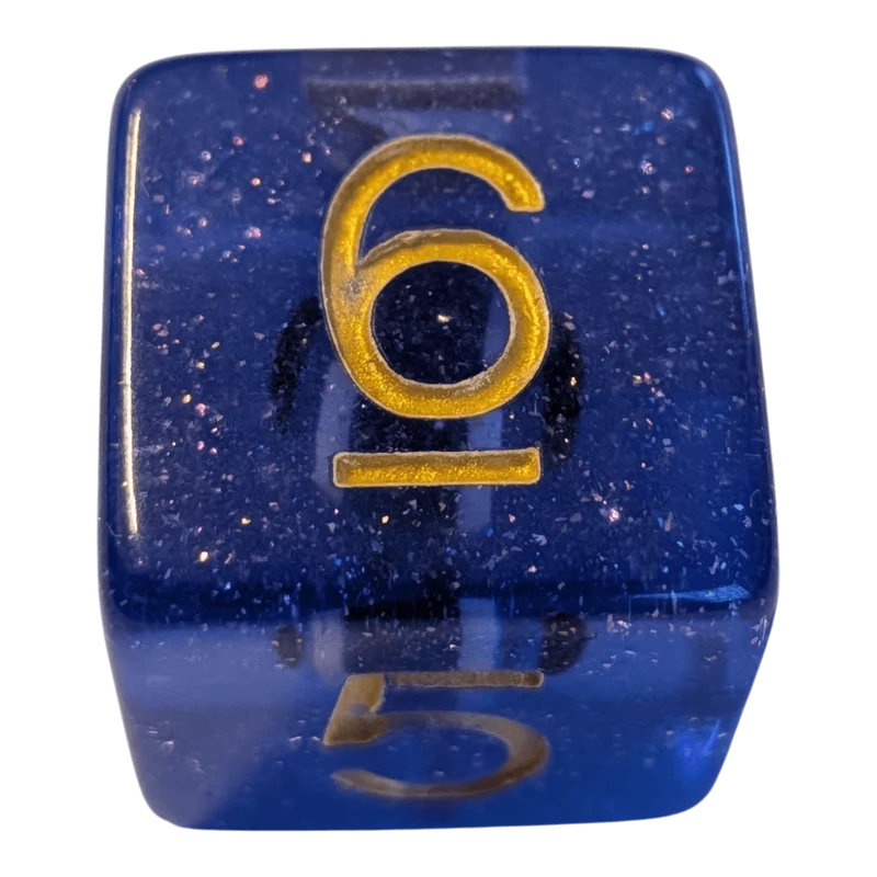 Glitzer Augapfel Würfelset – Blau/Transparent (7er Set)