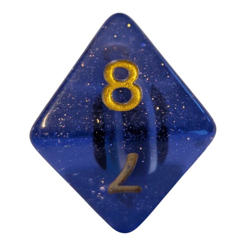 Glitzer Augapfel Würfelset – Blau/Transparent (7er Set)