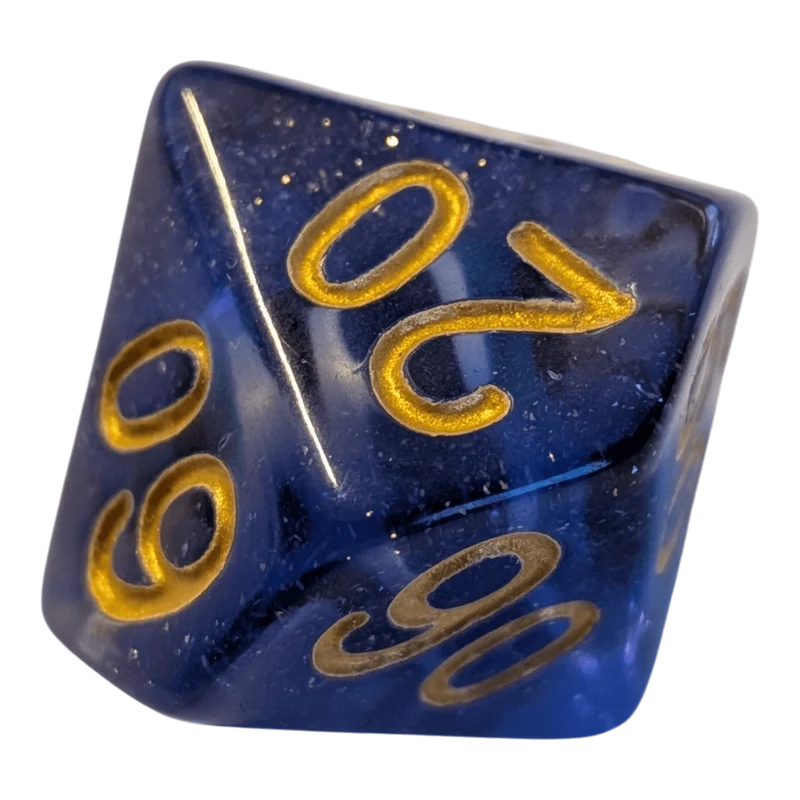 Glitzer Augapfel Würfelset – Blau/Transparent (7er Set)