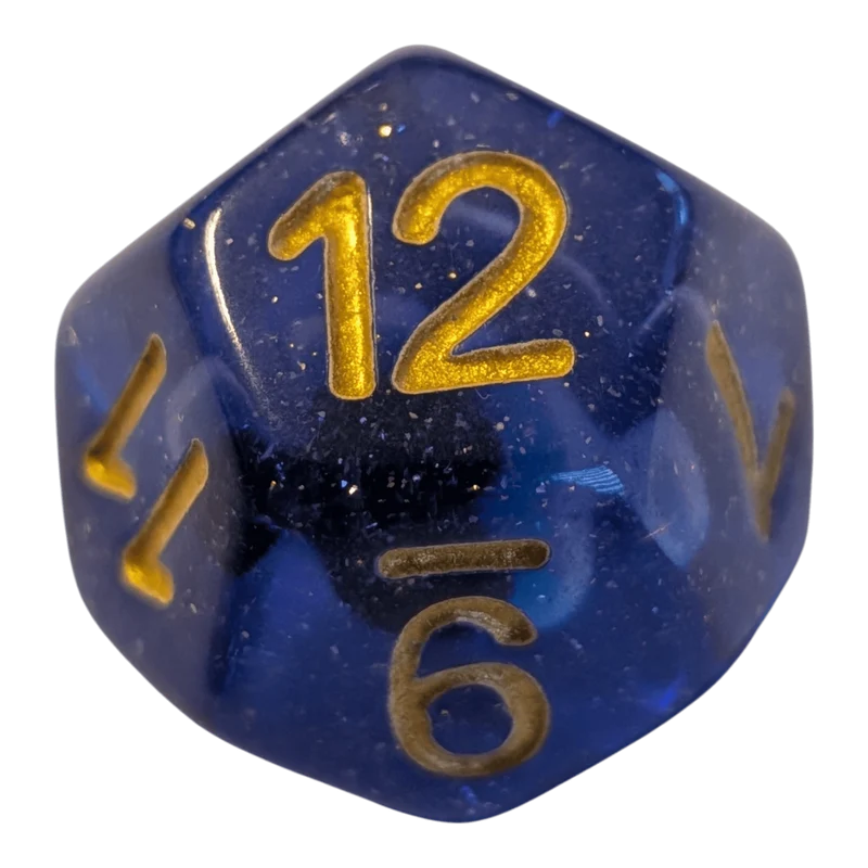 Glitzer Augapfel Würfelset – Blau/Transparent (7er Set)