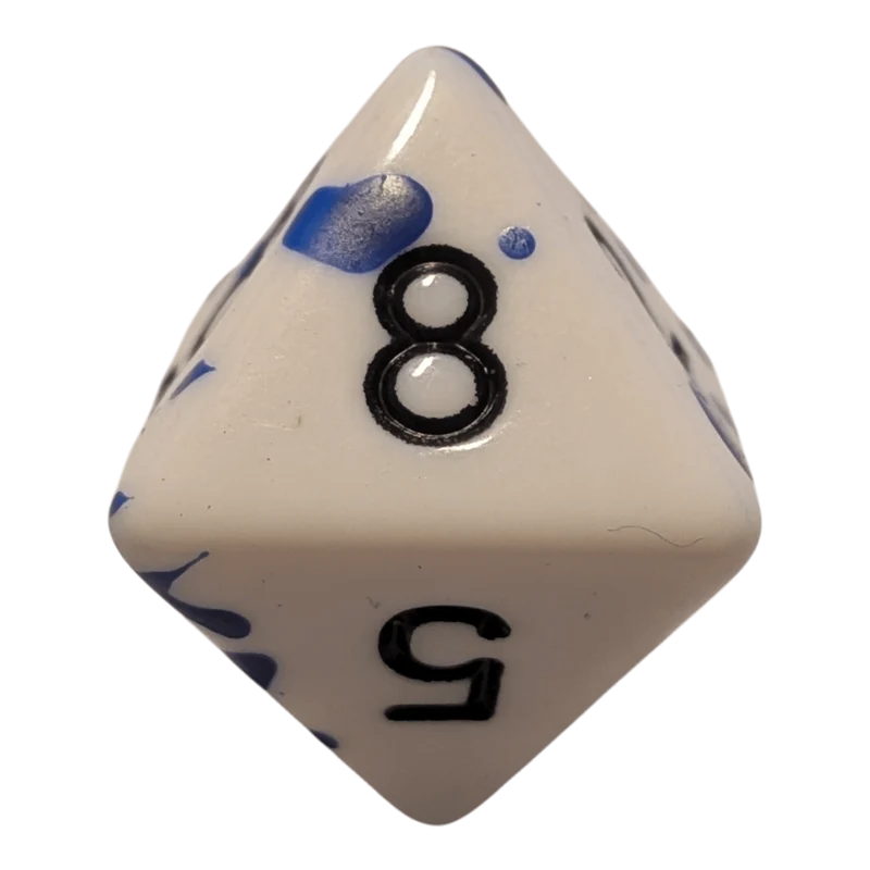 Speckled Dice (Blau/Weiß) mit Splatter-Effekt / Spritz-Effekt 7er Set