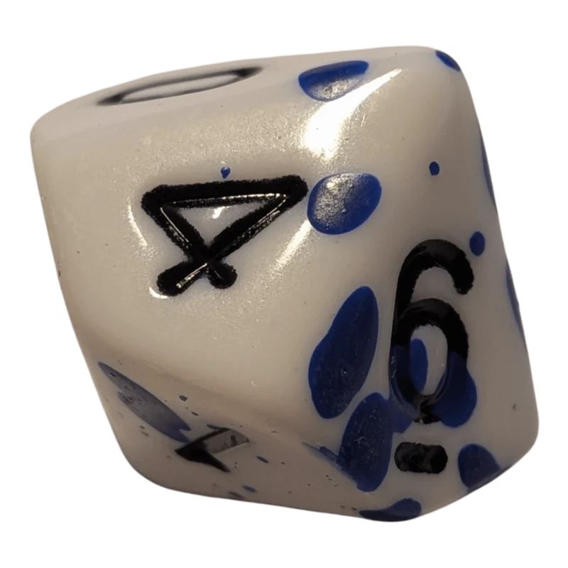 Speckled Dice (Blau/Weiß) mit Splatter-Effekt / Spritz-Effekt 7er Set