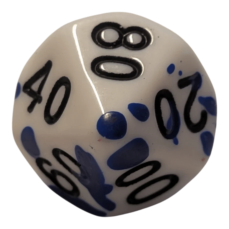 Speckled Dice (Blau/Weiß) mit Splatter-Effekt / Spritz-Effekt 7er Set