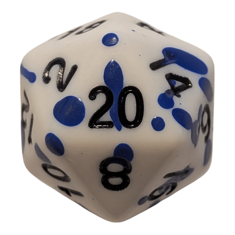 Speckled Dice (Blau/Weiß) mit Splatter-Effekt / Spritz-Effekt 7er Set
