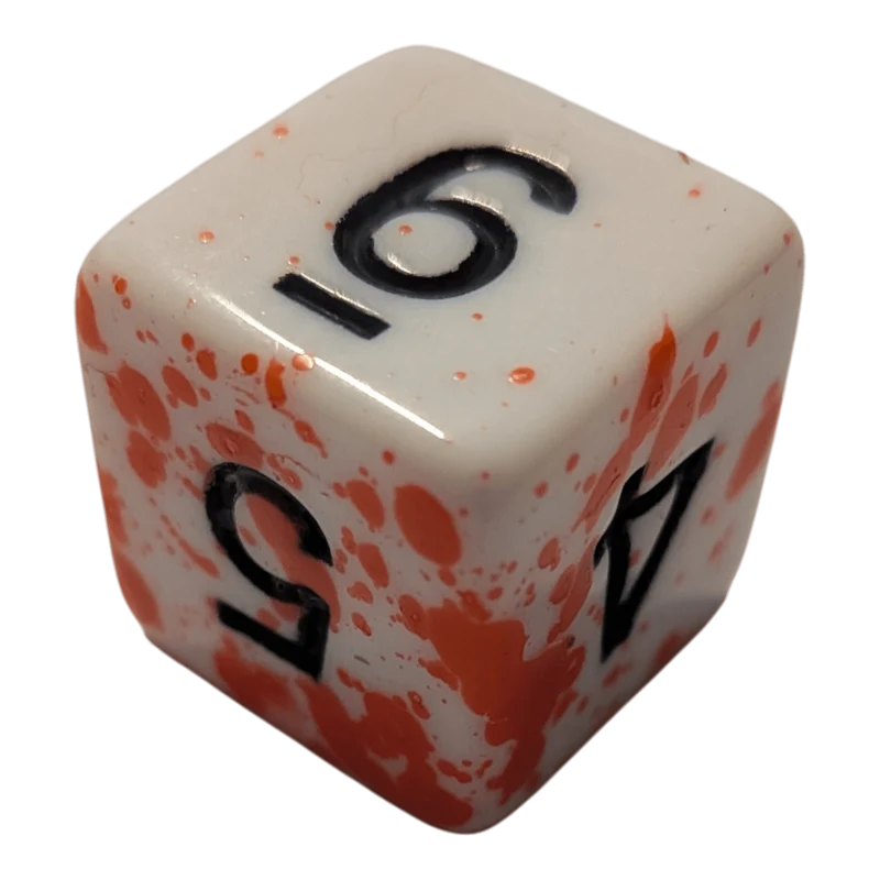 Blutstropfen Würfelset – Weiß/Rot mit Flecken (7er Set)