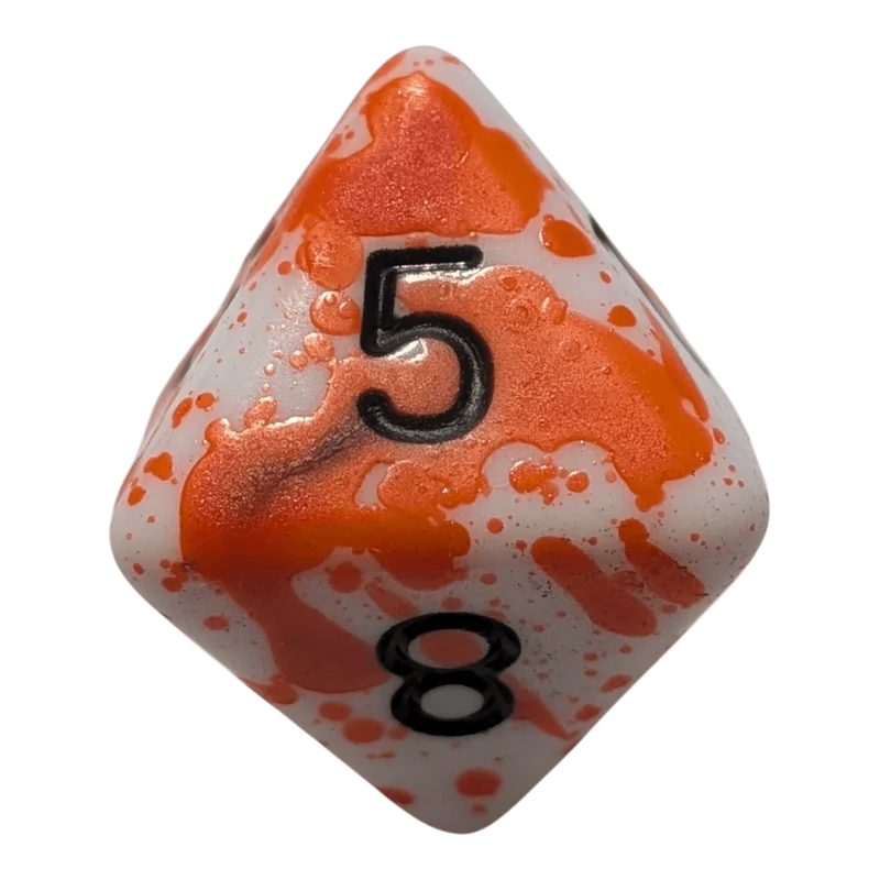 Blutstropfen Würfelset – Weiß/Rot mit Flecken (7er Set)