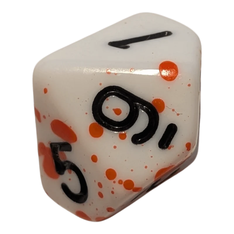 Blutstropfen Würfelset – Weiß/Rot mit Flecken (7er Set)
