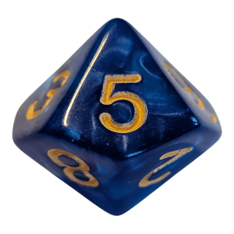 W10 Perlmuttwürfel in Blau & Gold