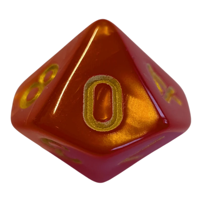 W10 Perlmuttwürfel in Rot & Gold