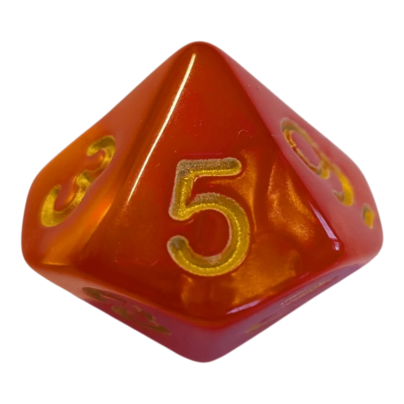 W10 Perlmuttwürfel in Rot & Gold