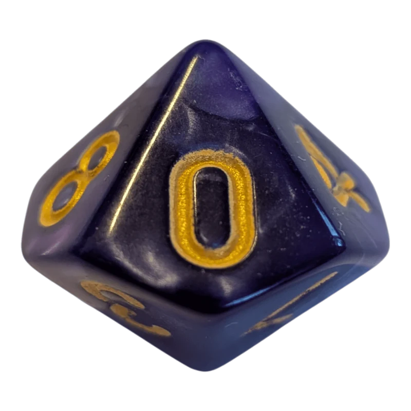 W10 Perlmuttwürfel in Lila & Gold