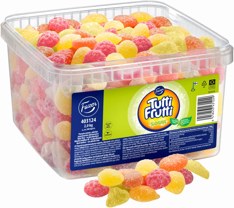 Fazer Tutti Frutti Sour kirpeä hedelmä irtokarkki 2kg