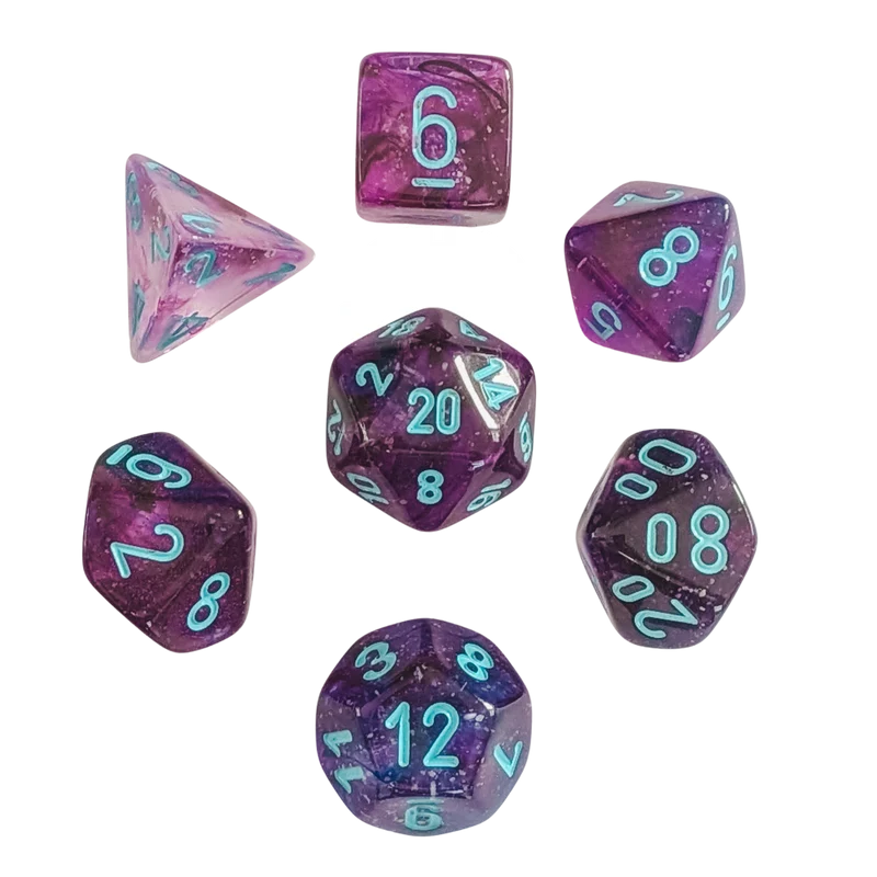 Chessex Mega‑Hedral - Nebula Nocturnal/turquoise Dice Set (20mm)