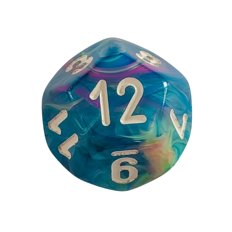 Chessex Mega‑Hedral - Festive Waterlily/white Dice Set (20mm)