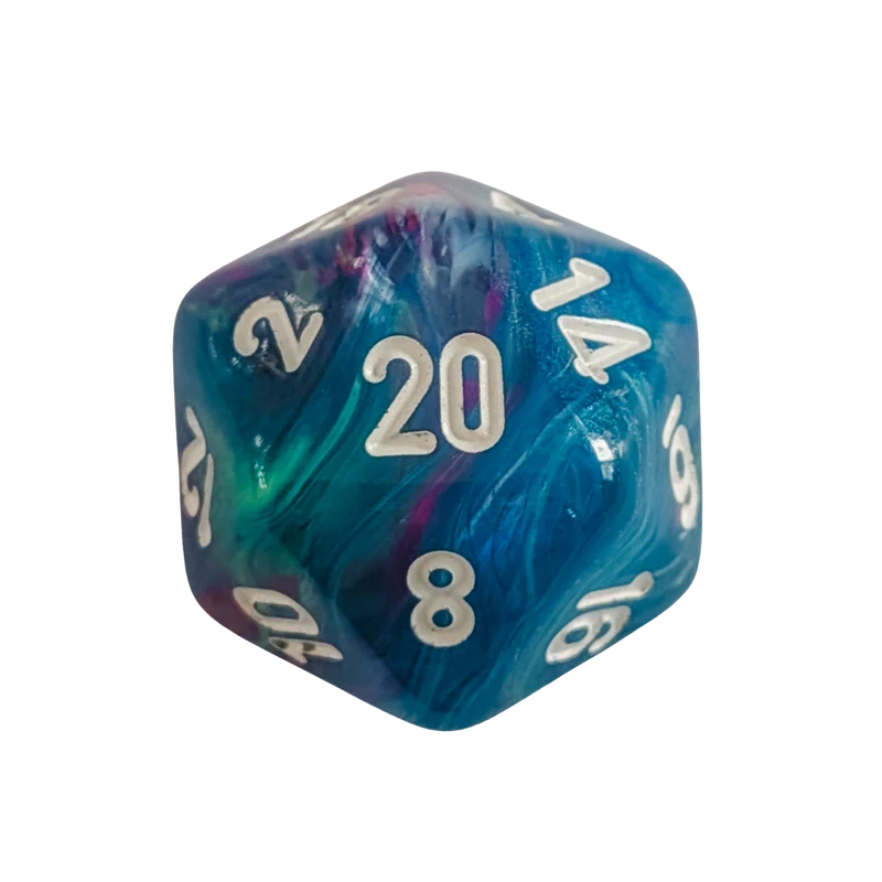 Chessex Mega‑Hedral - Festive Waterlily/white Dice Set (20mm)