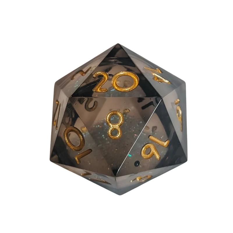 Schimmernde Würfel – Schwarz/Weiß-Glitter 7er Set (18 mm)