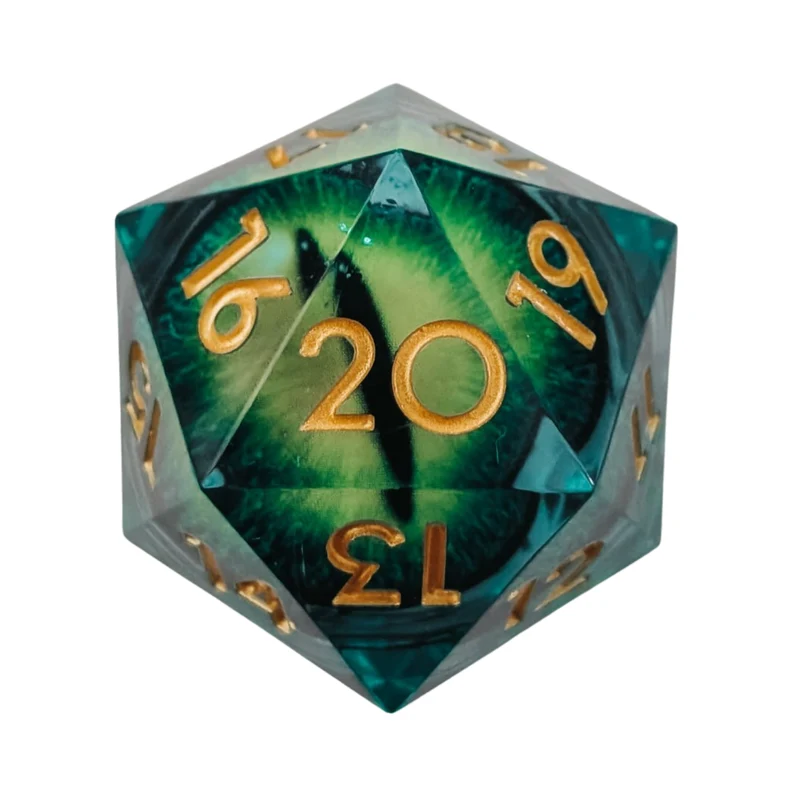 Riesen Drachenaugen-Würfel mit flüssigem Kern / Emerald W20 (33mm)
