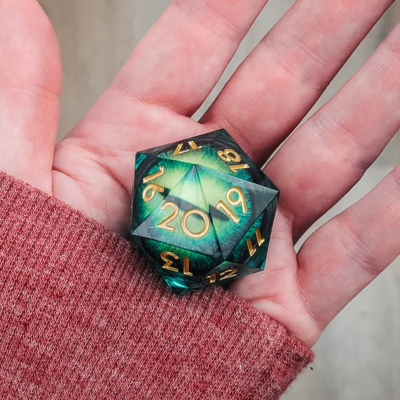 Riesen Drachenaugen-Würfel mit flüssigem Kern / Emerald W20 (33mm)