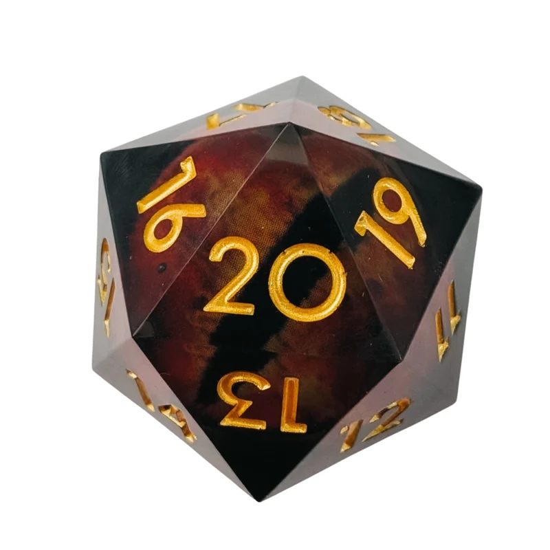 Riesen Drachenaugen-Würfel mit flüssigem Kern / clear W20 (33mm)