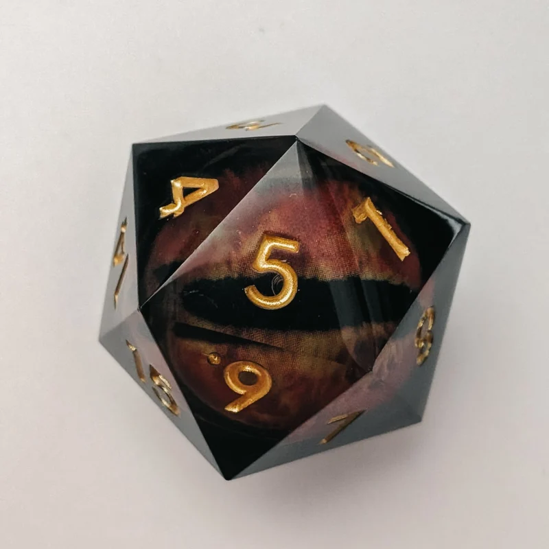 Riesen Drachenaugen-Würfel mit flüssigem Kern / clear W20 (33mm)