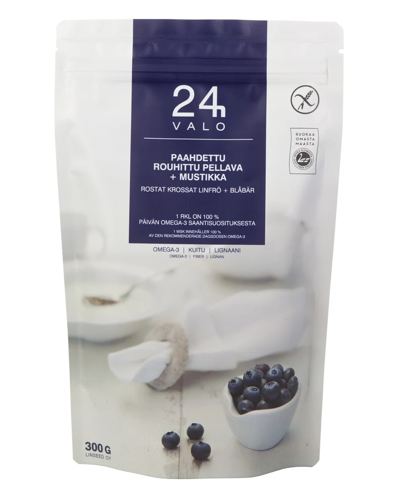 VALO24h paahdettu rouhittu pellava + mustikka 300g