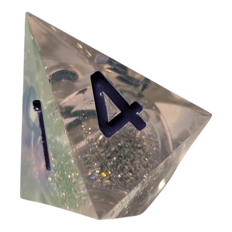 Glitzerwürfel mit flüssigem Kern – Clear/Glitter 7er Set (18mm)