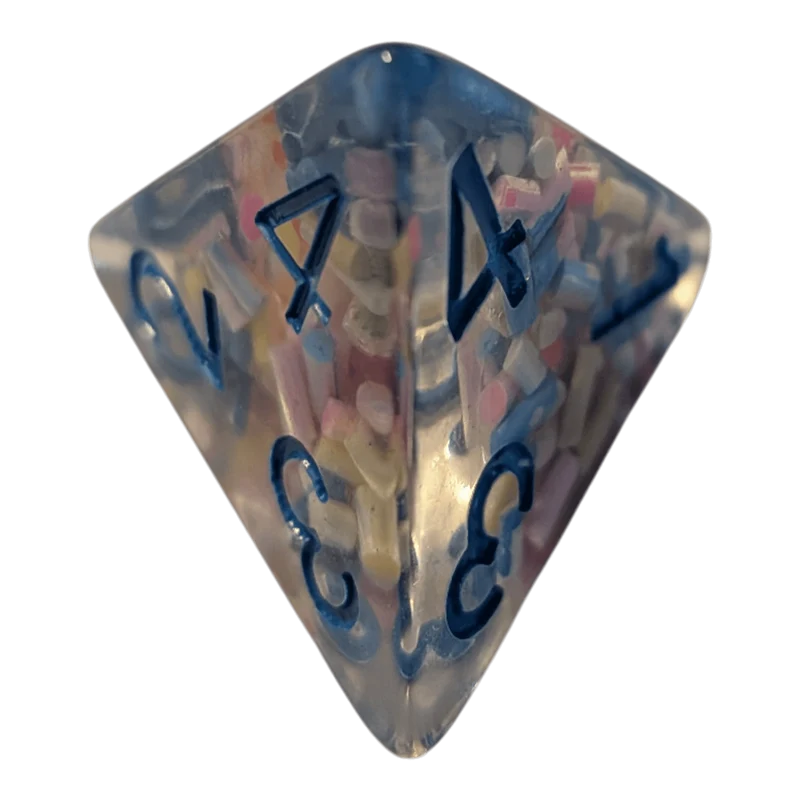 Konfetti/Sprinkle Dice – Pastellfarben (transparent & bunt) 7er Set