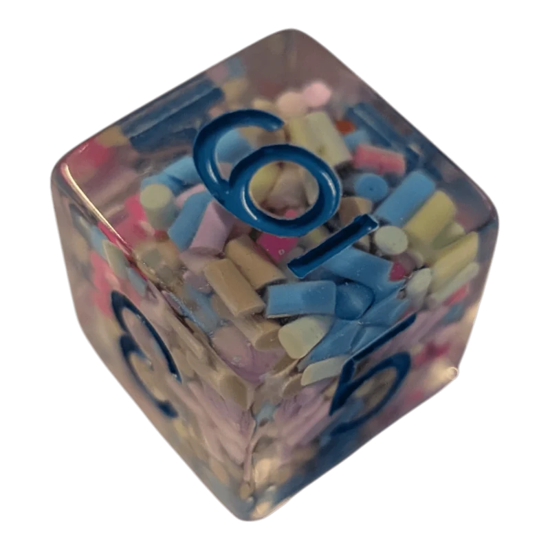 Konfetti/Sprinkle Dice – Pastellfarben (transparent & bunt) 7er Set