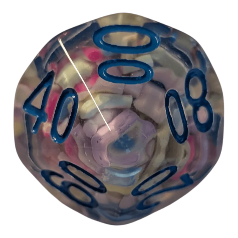 Konfetti/Sprinkle Dice – Pastellfarben (transparent & bunt) 7er Set
