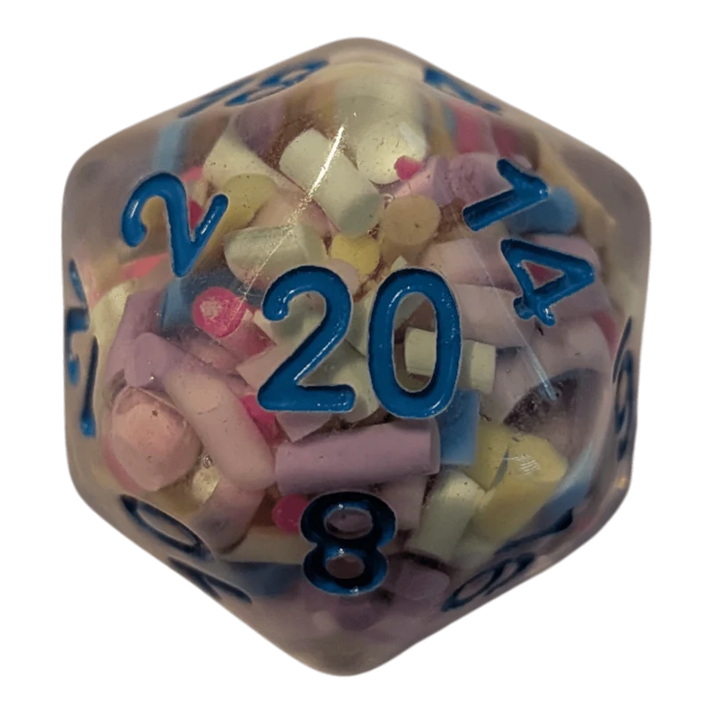 Konfetti/Sprinkle Dice – Pastellfarben (transparent & bunt) 7er Set