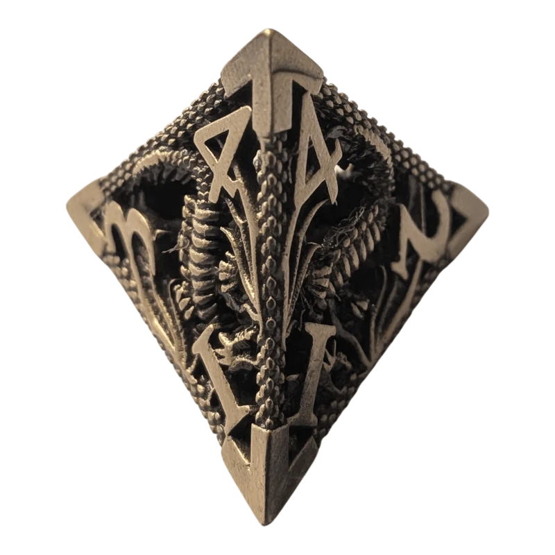 Metallwürfel mit fliegenden Drachen - Antik Bronze - 18mm Set