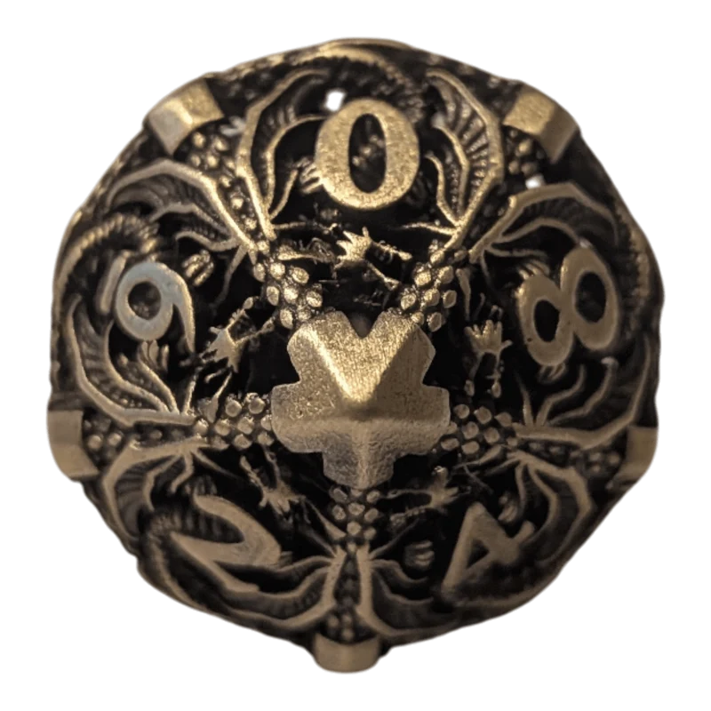 Metallwürfel mit fliegenden Drachen - Antik Bronze - 18mm Set