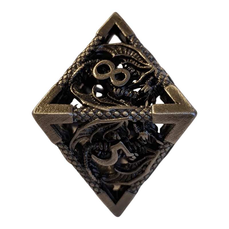 Metallwürfel mit fliegenden Drachen - Antik Silber - 18mm Set