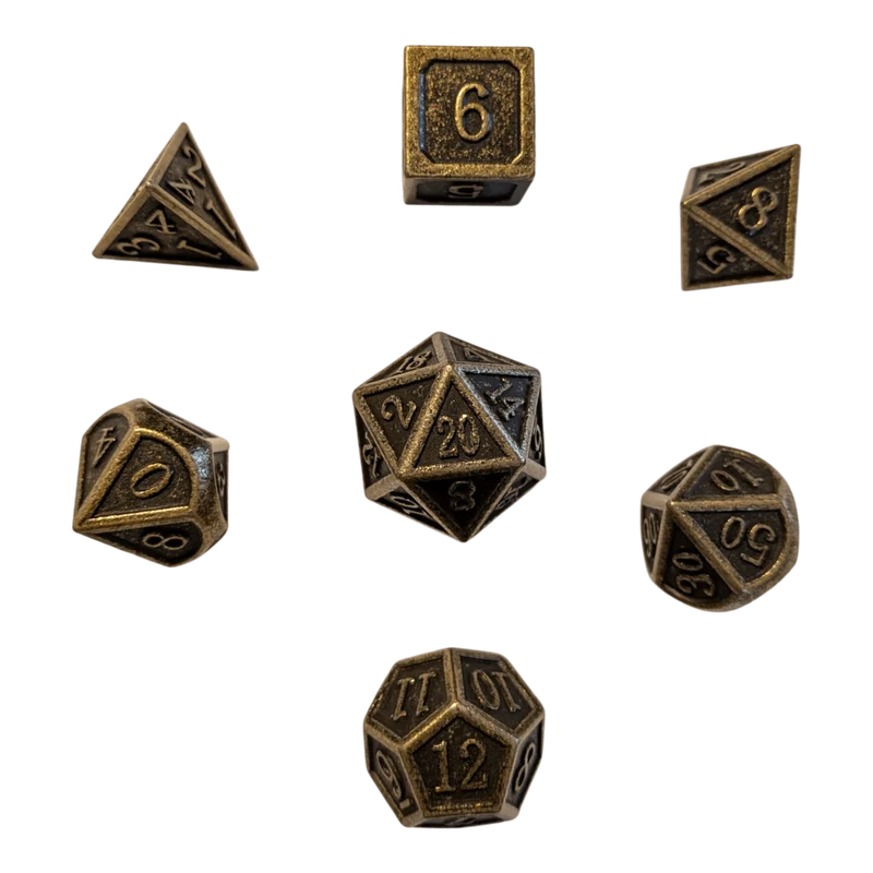 Bronze Metallwürfel 7er Set (14mm)