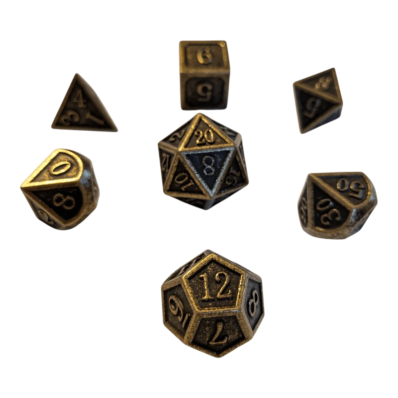 Bronze Metallwürfel 7er Set (14mm)
