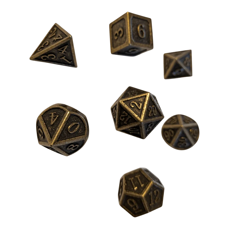 Bronze Metallwürfel 7er Set (14mm)