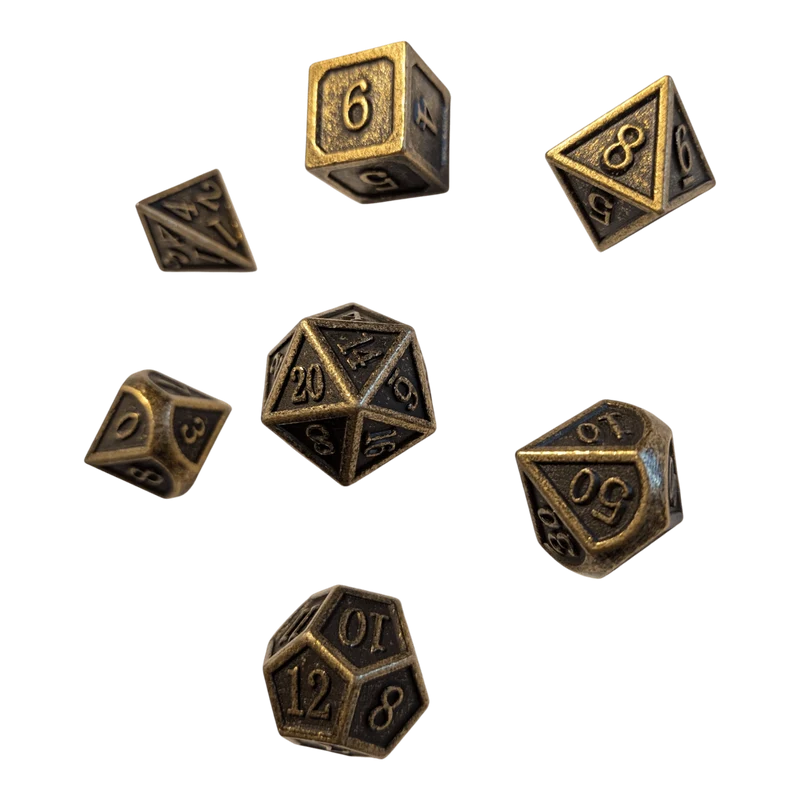 Bronze Metallwürfel 7er Set (14mm)