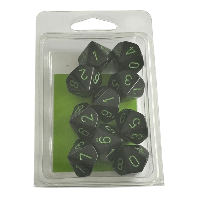 Chessex Opaque Black Green 10 x W10 Set