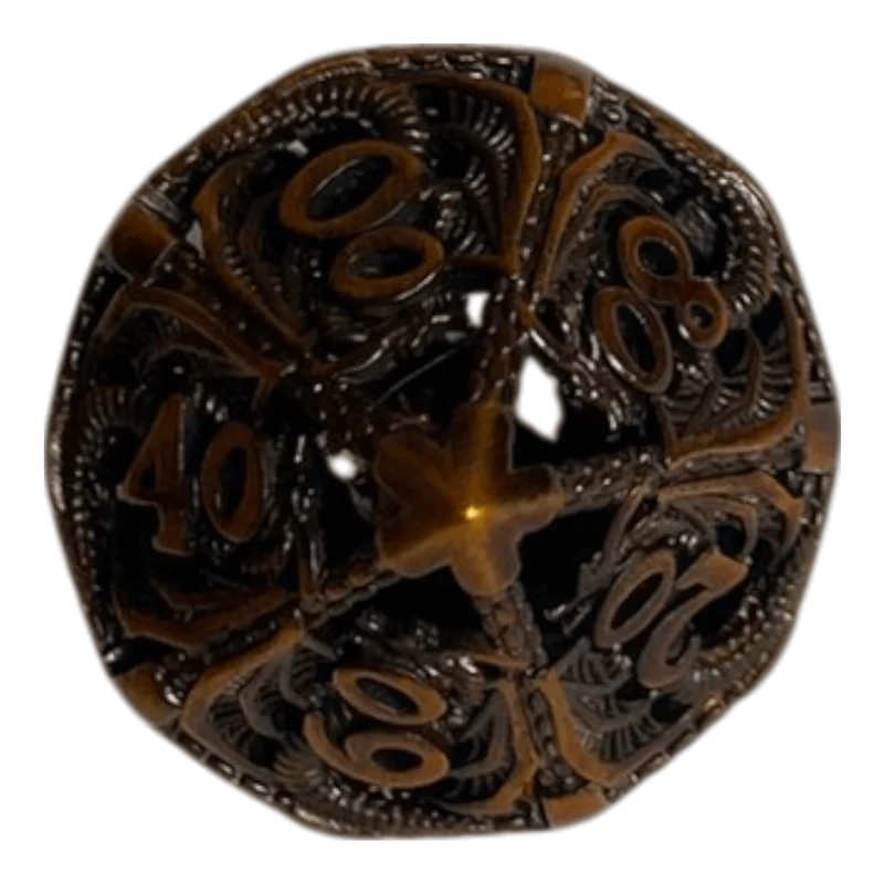 W10-0 Metallwürfel mit fliegenden Drachen - Gold - 18mm
