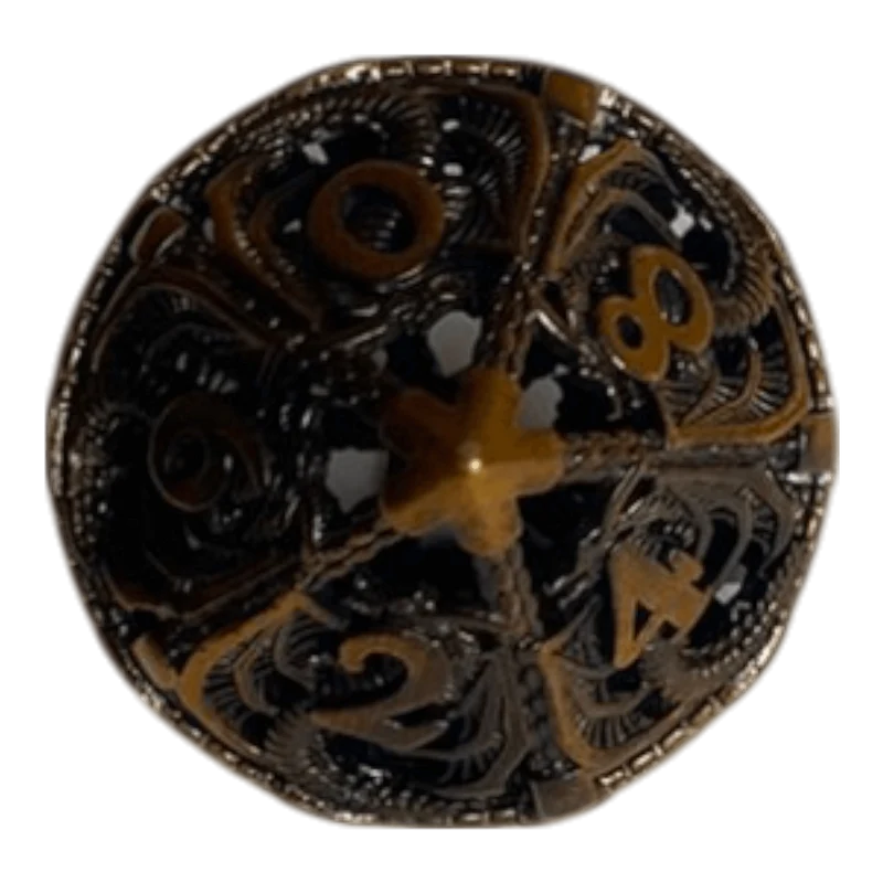 W10 Metallwürfel mit fliegenden Drachen - Gold - 18mm