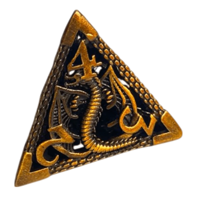 W4 Metallwürfel mit fliegenden Drachen - Gold - 18mm