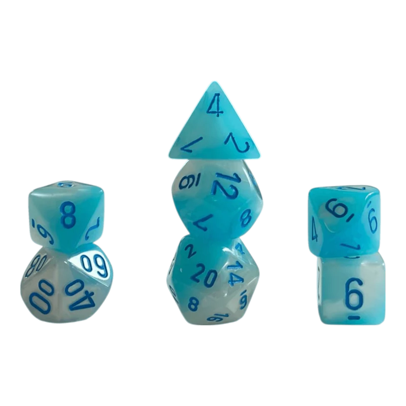 7er Set Chessex Gemini Pearl Turquoise White/Blue