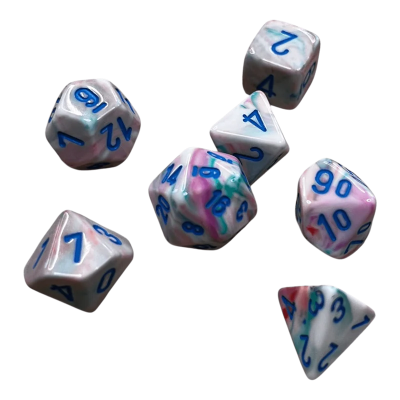 Chessex Festive Pop Art/Blue 7er MINI Set