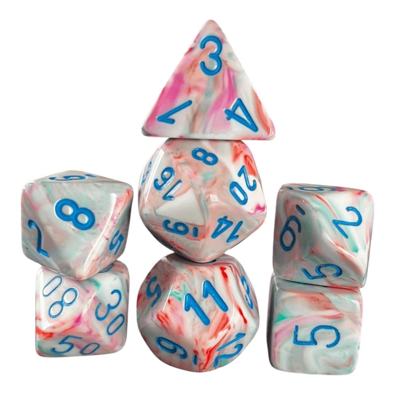 Chessex Festive Pop Art/Blue 7er Set