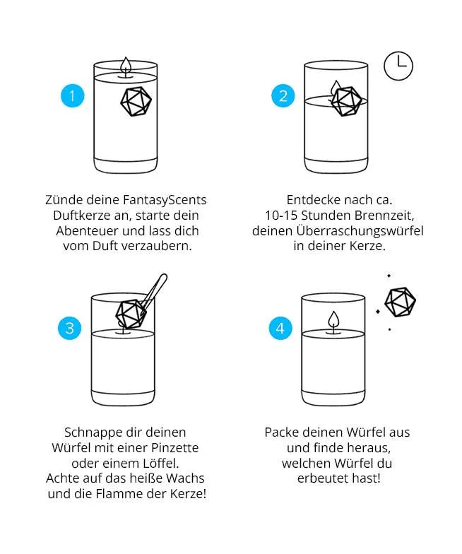 Duftkerze Bibliothek mit Überraschungswürfel
